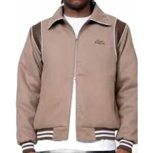 NEW EPTM 23 two-way zipper varsity jacket in mocha